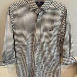 Vineyard Vines Men's Gray Gingham Shirt